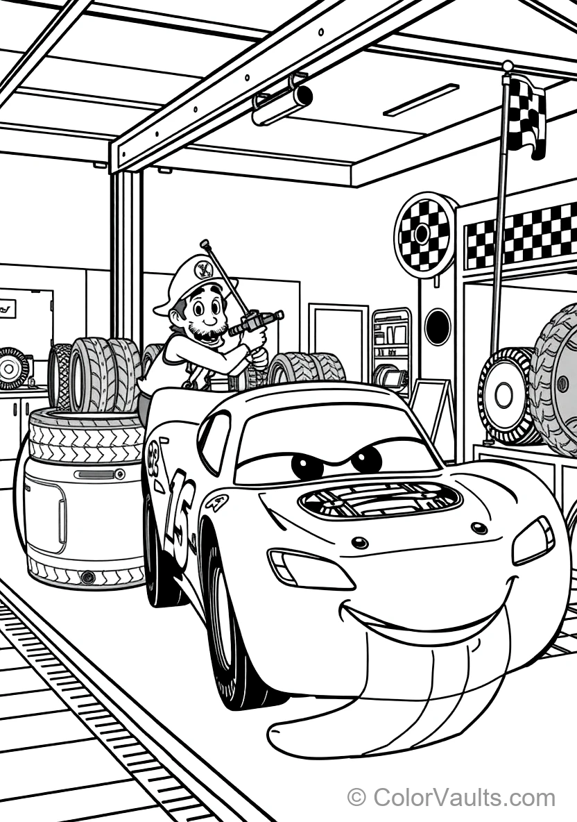 Guido and Luigi Executing a Lightning-fast 4-tire Pit (Scene 9)