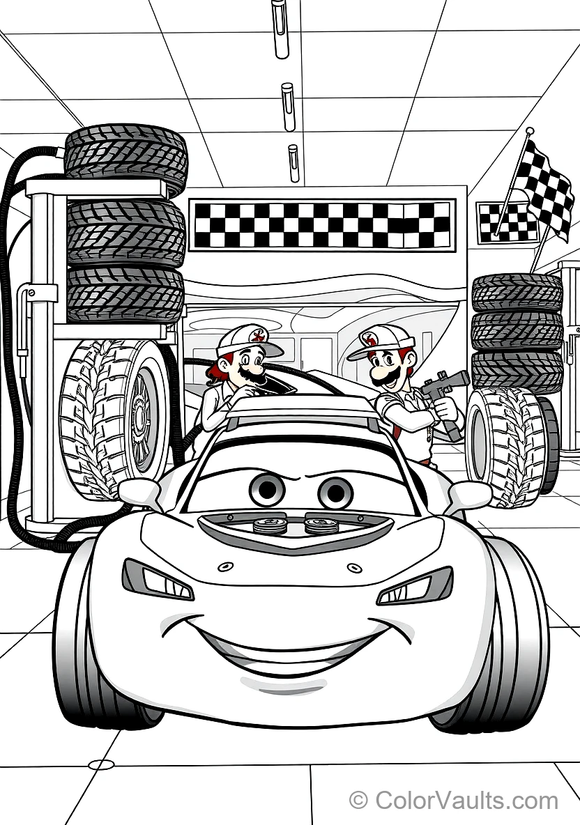 Guido and Luigi Executing a Lightning-fast 4-tire Pit (Scene 12)