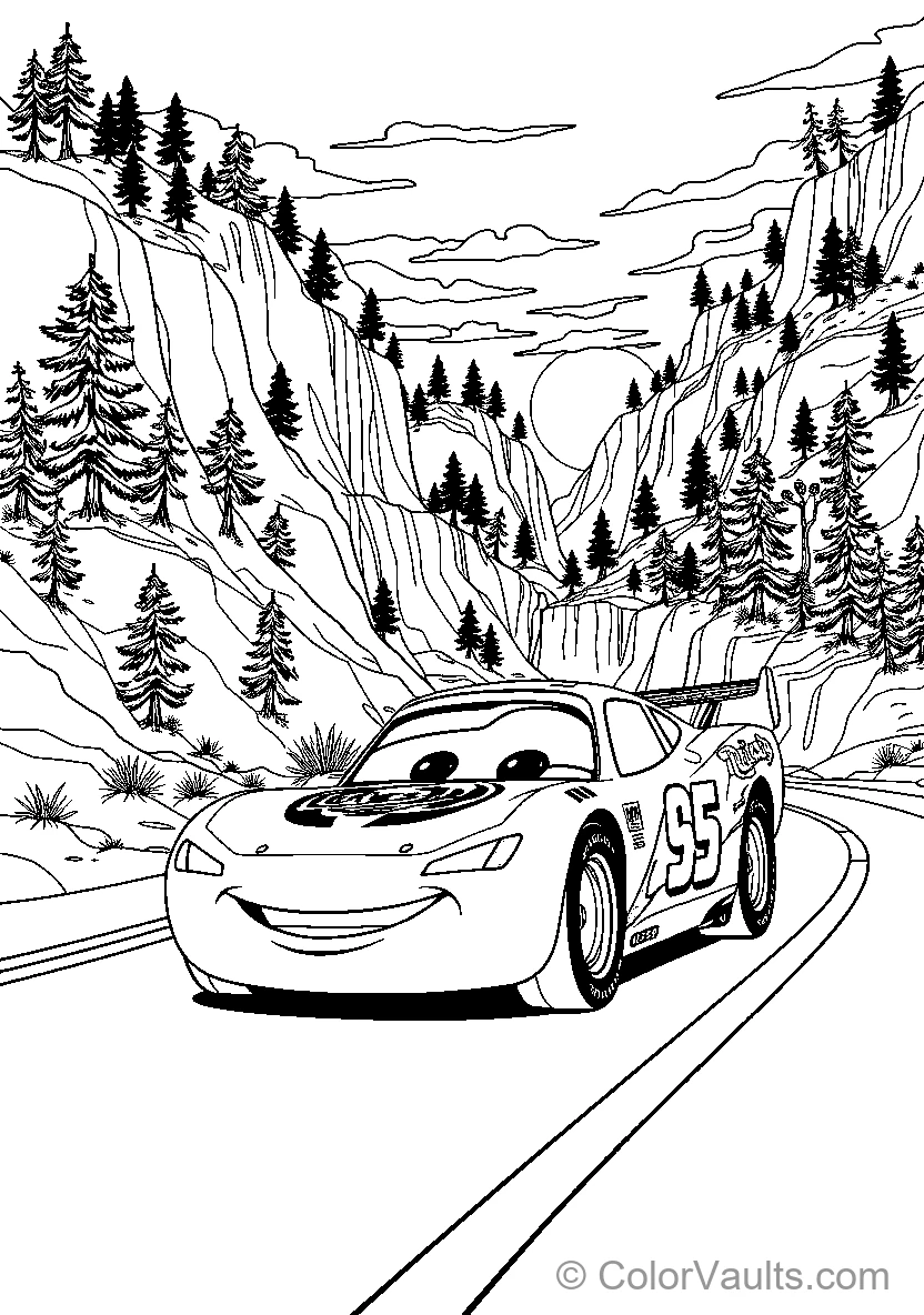 Lightning Mcqueen On A Winding Road