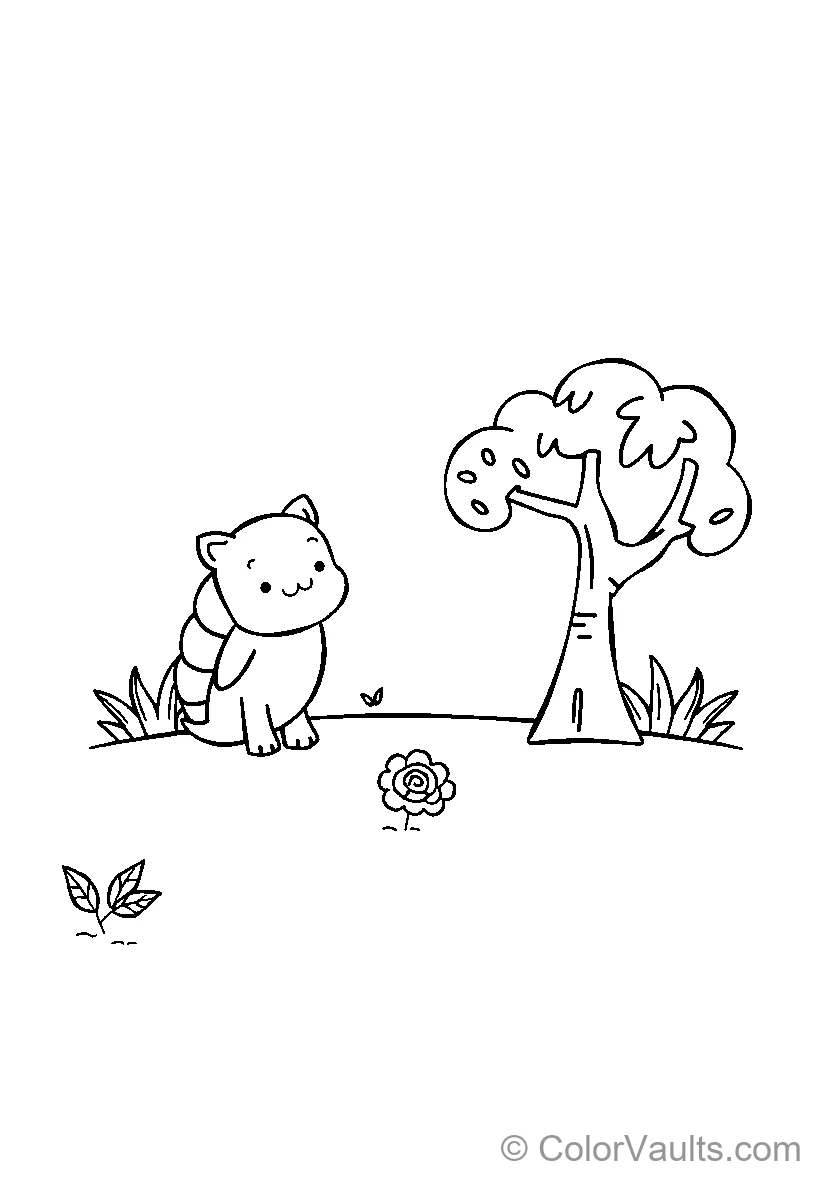 Cartoon Raccoon And Tree