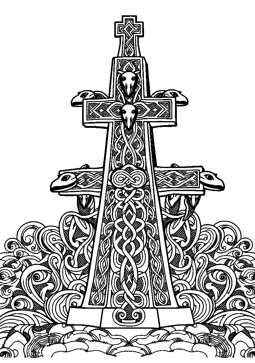 Celtic Cross with Dragons