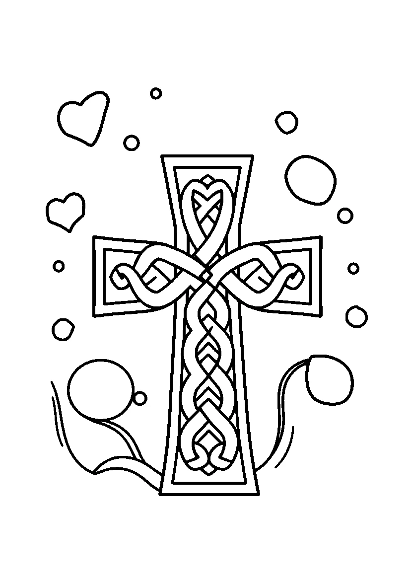 Decorative Celtic Cross Coloring Page