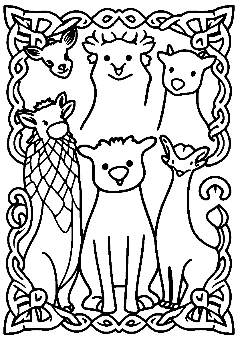 Stylized Animals in Celtic Border