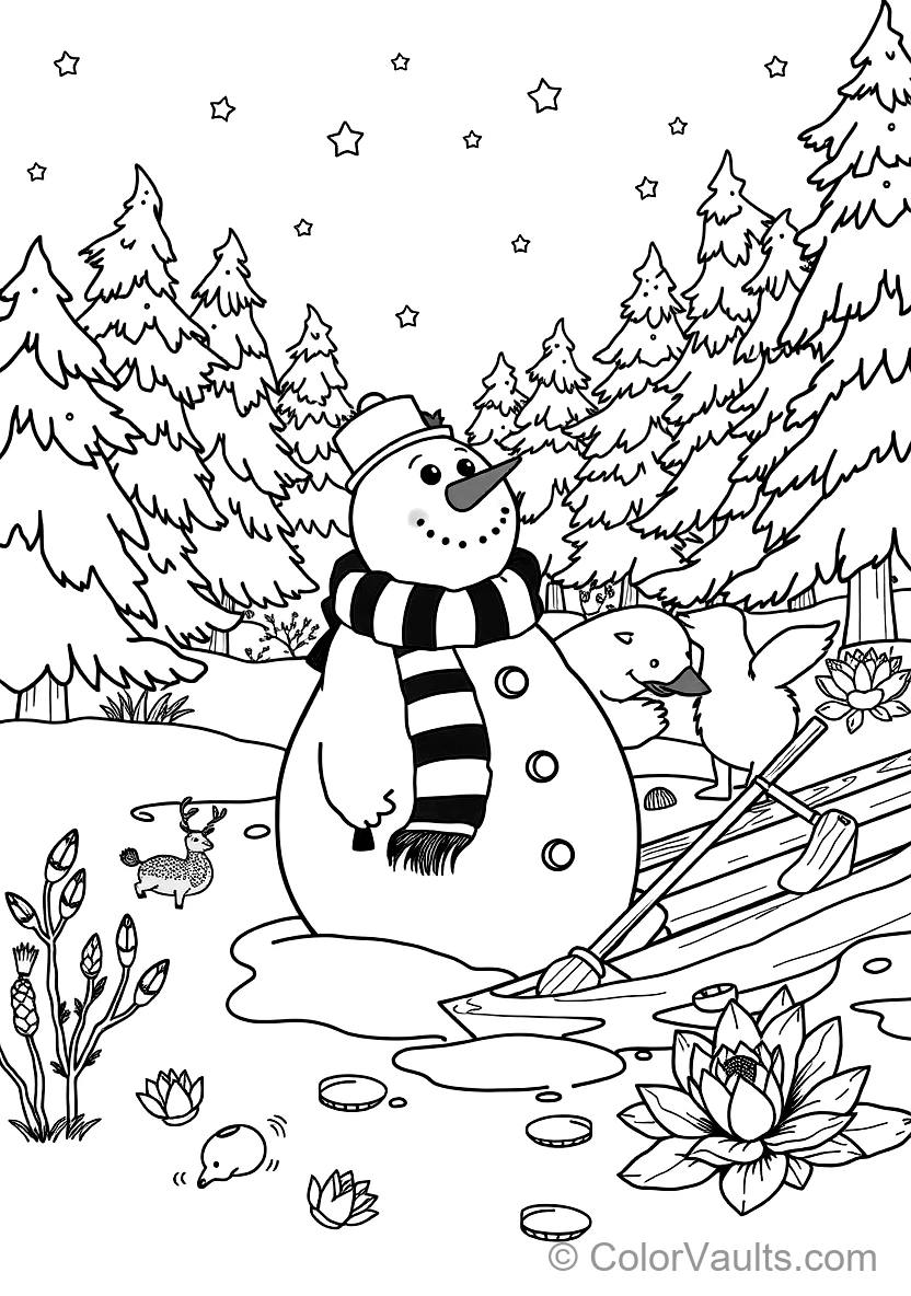 Süßer Penguin Wearing Winter Scarf und Earmuffs (3)