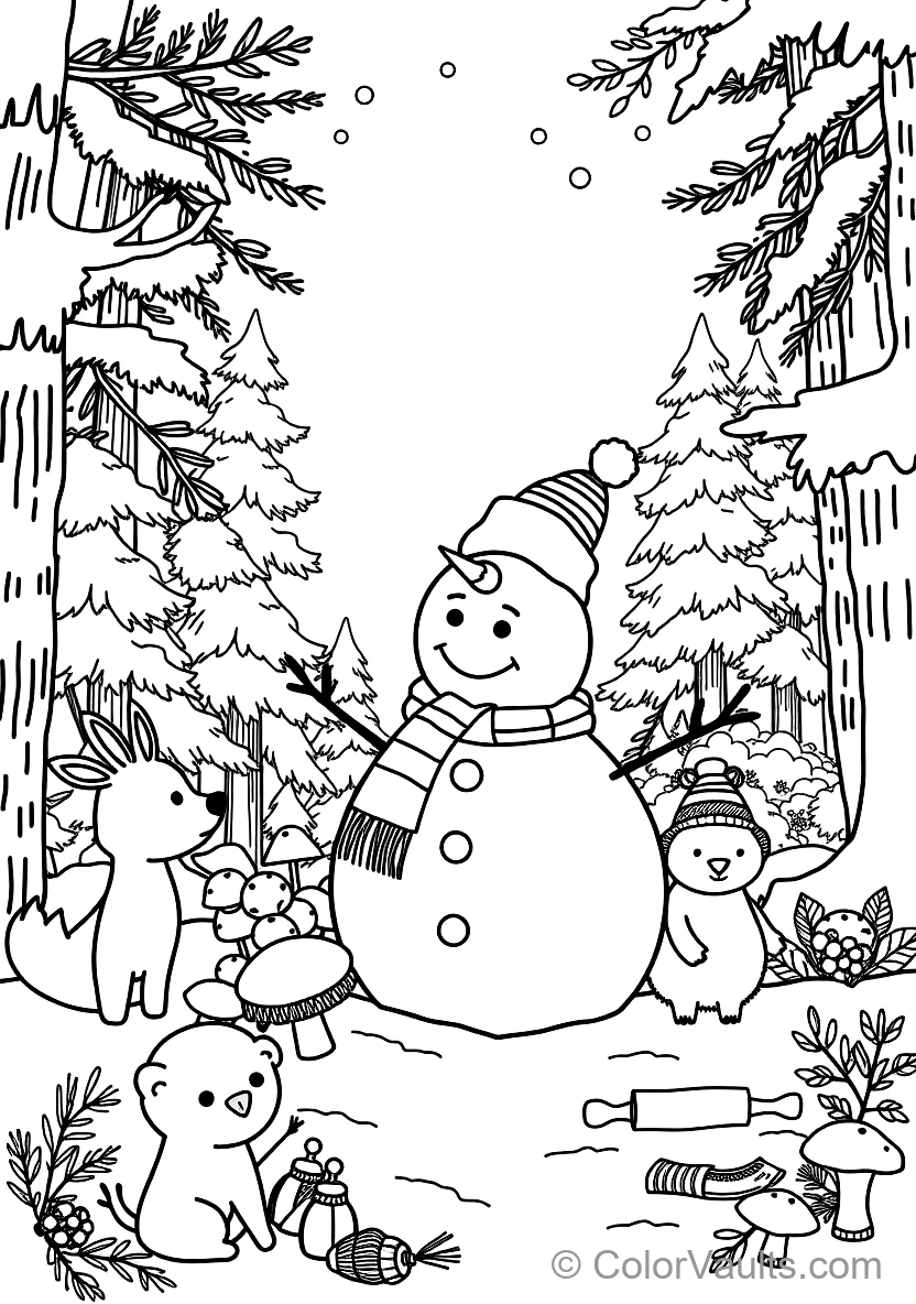 Friendly Snowman avec Carrot Nose, Top Hat et Scarf (4)
