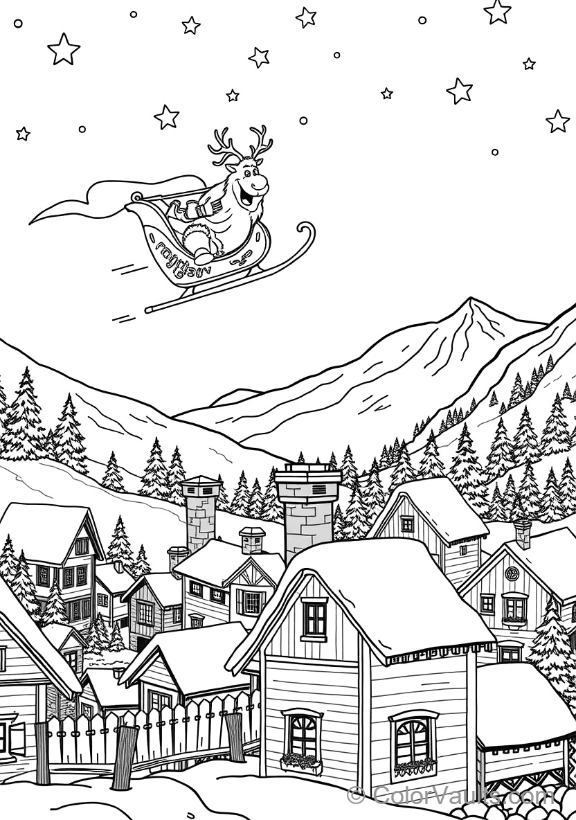 Children Caroling in Snowy Village on Weihnachten Eve (4)