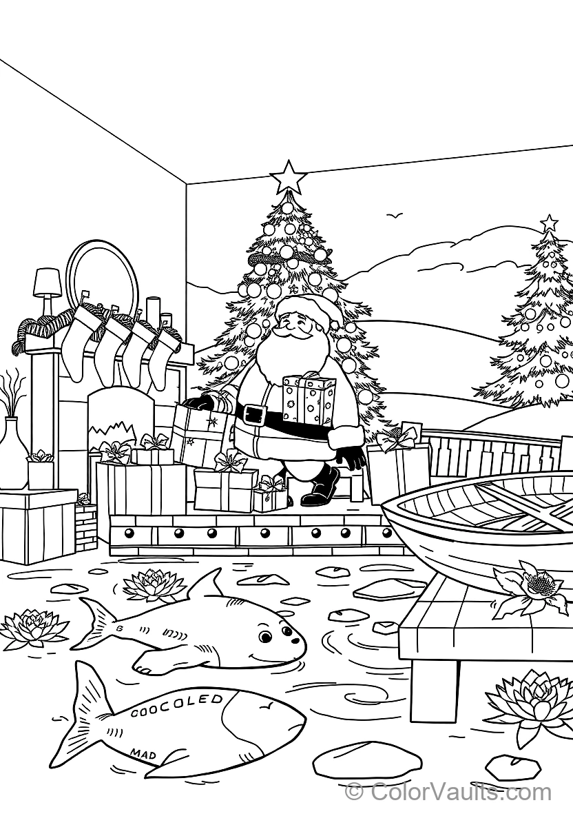 Santa Sliding Down the Brick Chimney avec Sack (4)