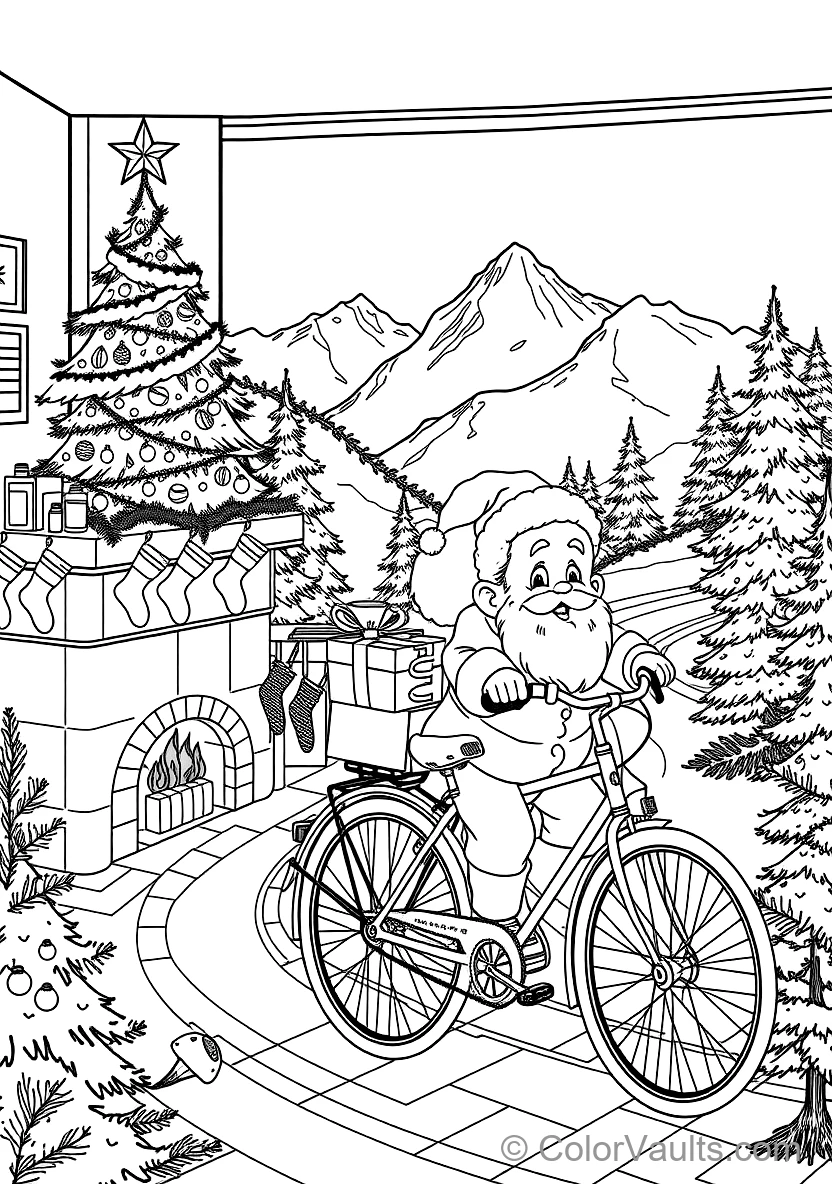 Santa Flying in Reindeer Sleigh Across Snowy Sky (7)