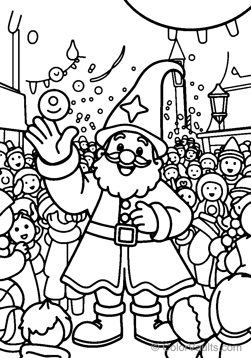 Santa Claus Waves At The Crowd