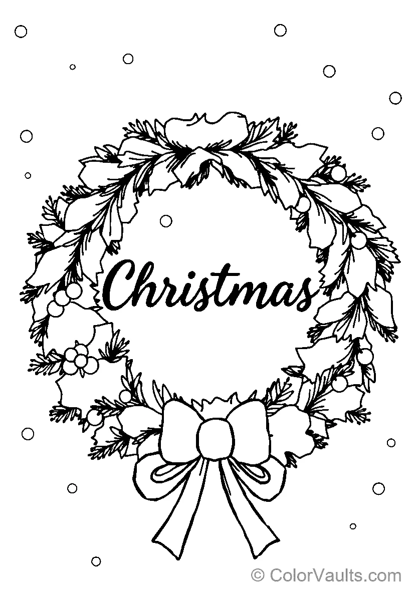 Colorful Christmas Wreath Coloring Page