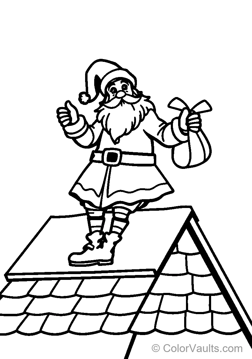 Santa Claus giving thumbs up from the roof