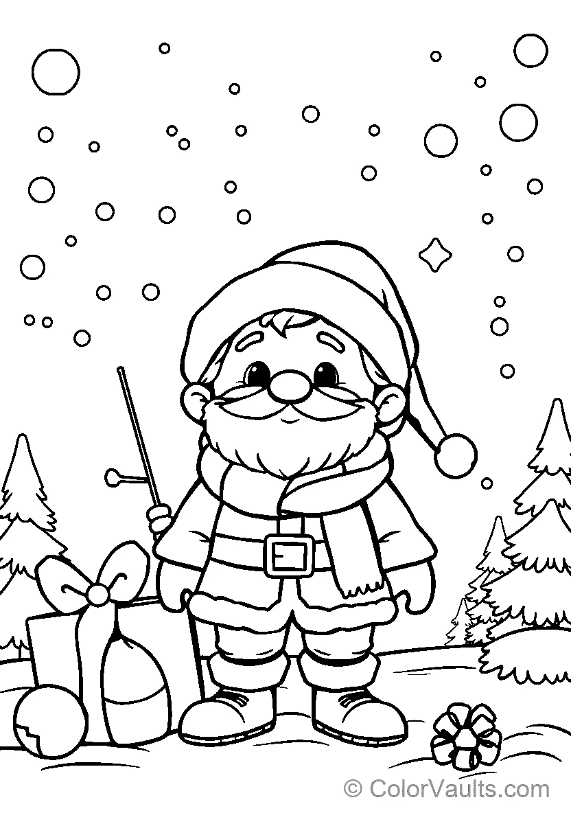 Santa Claus holding a present and candy cane