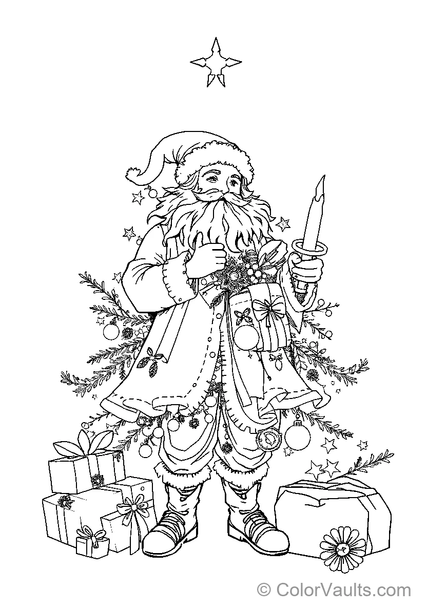 Santa Claus surrounded by holiday decorations