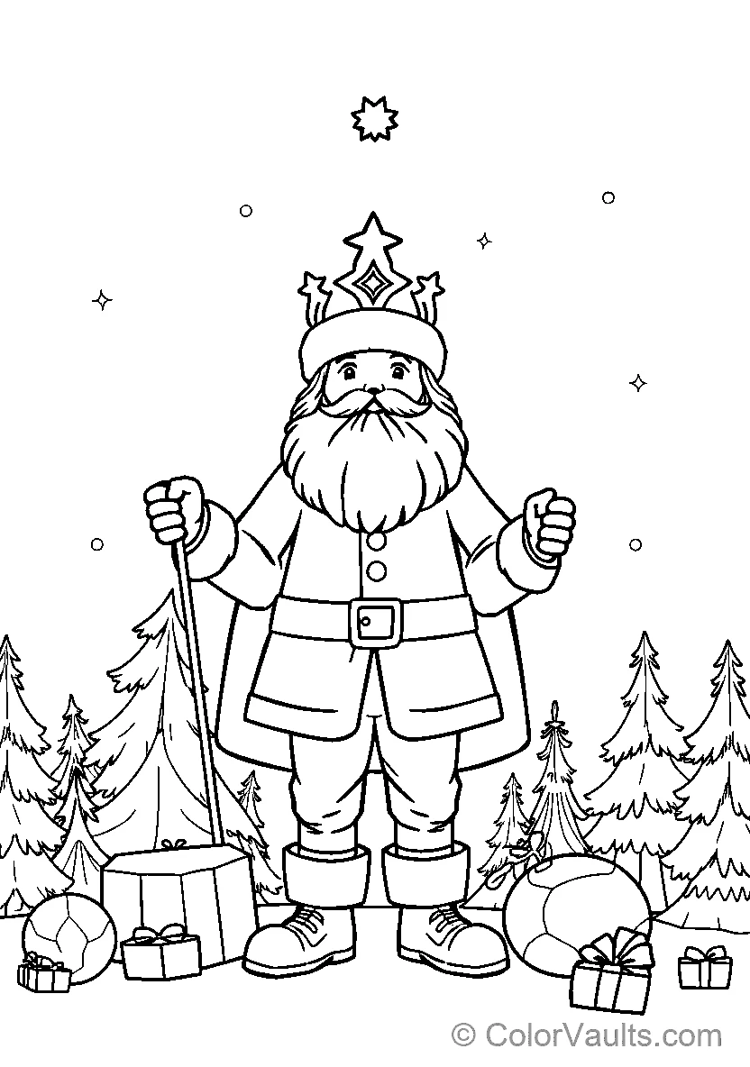 Santa Claus surrounded by presents