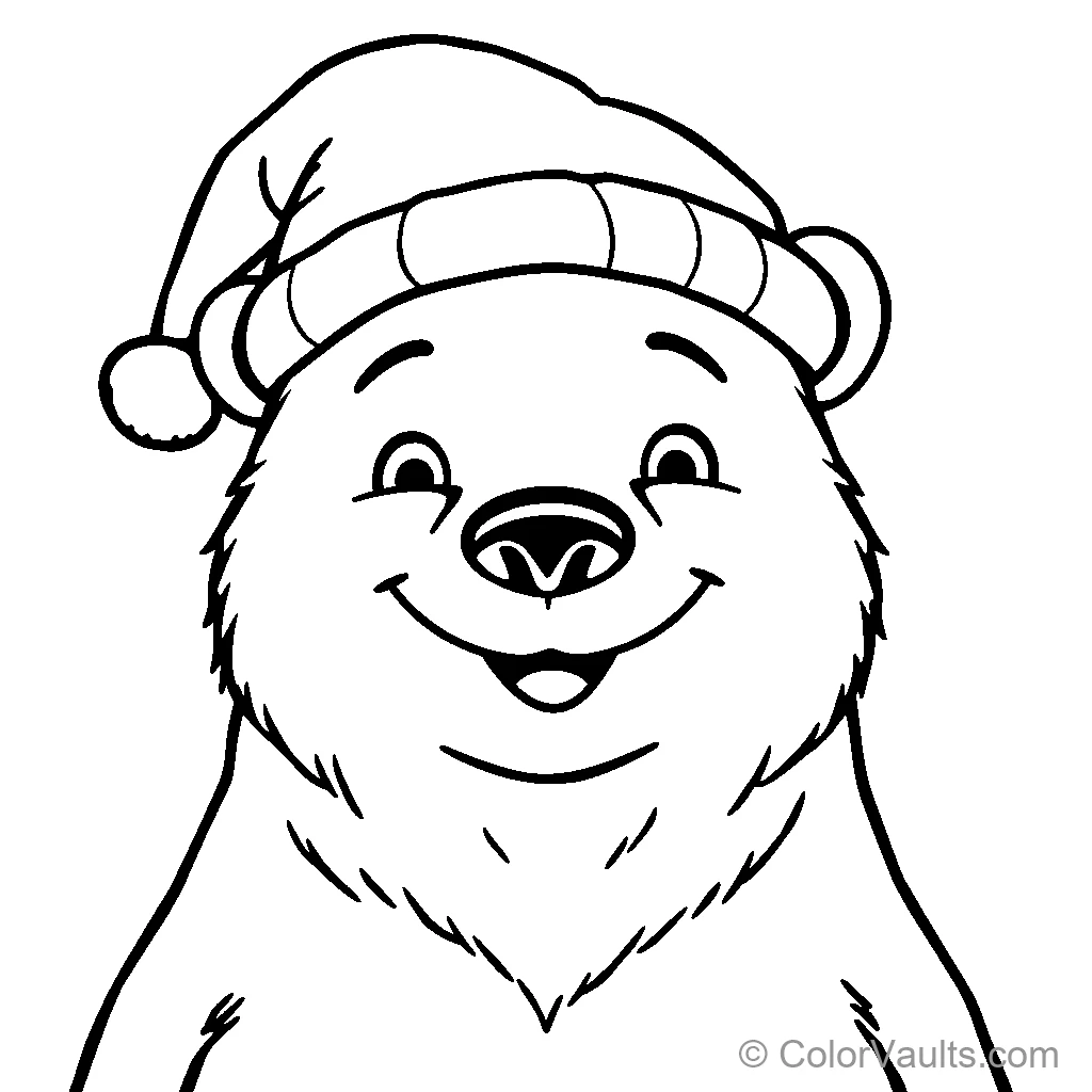 Smiling Bear in Santa Hat