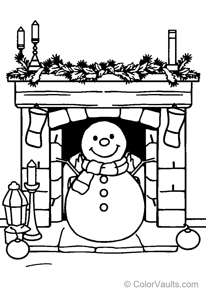 Snowman in Fireplace