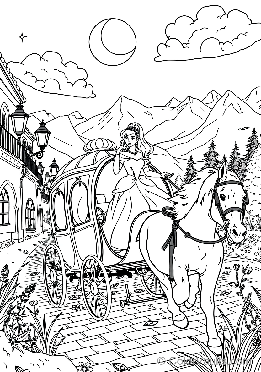 Cinderella Riding in the Ornate Pumpkin Carriage (Scene 2)