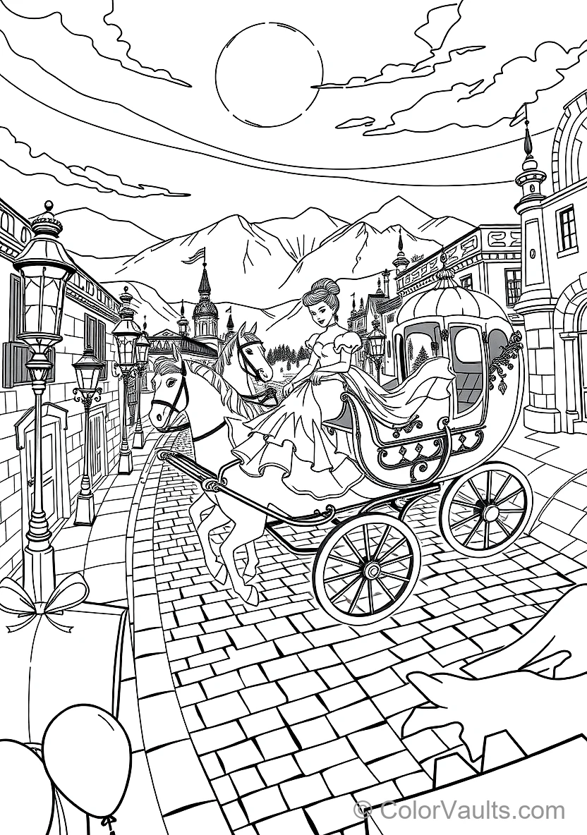 Cinderella Riding in the Ornate Pumpkin Carriage (Scene 3)