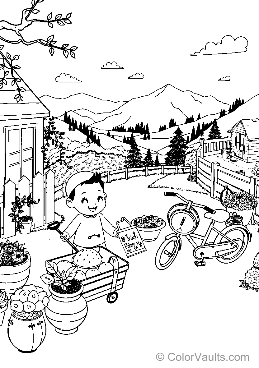 Child Playing In Garden