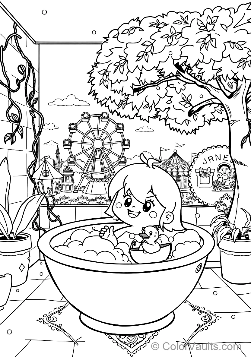 Jj Taking a Bubbly Bath with Rubber Ducky and Toy Boat