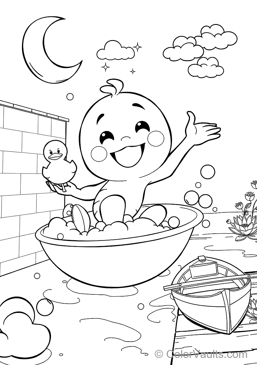 Jj Taking a Bubbly Bath with Rubber Ducky and Toy Boat (Scene 5)