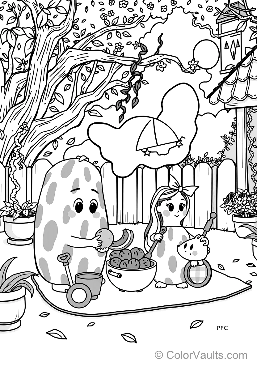 Jj and His Family Having a Fun Picnic in the Backyard