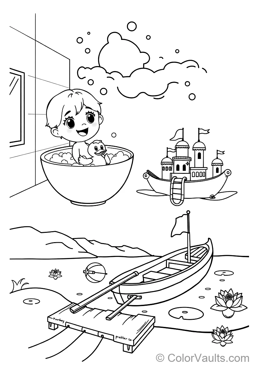 Jj Taking a Bubbly Bath mit Rubber Ducky und Toy Boat (Scene 9)