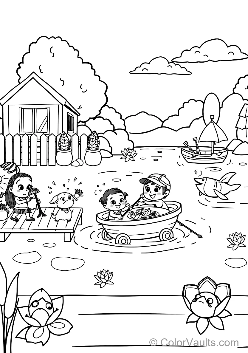 Jj und His Family Having a Fun Picnic im Backyard (Scene 2)