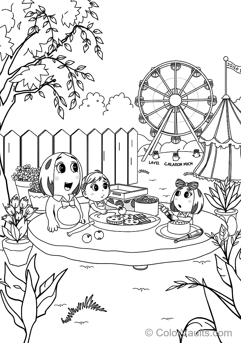 Jj und His Family Having a Fun Picnic im Backyard (Scene 4)
