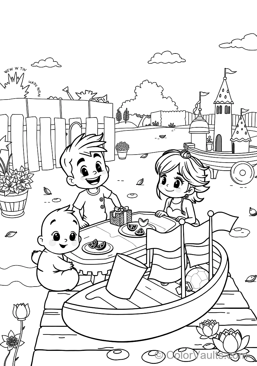 Jj und His Family Having a Fun Picnic im Backyard (Scene 5)