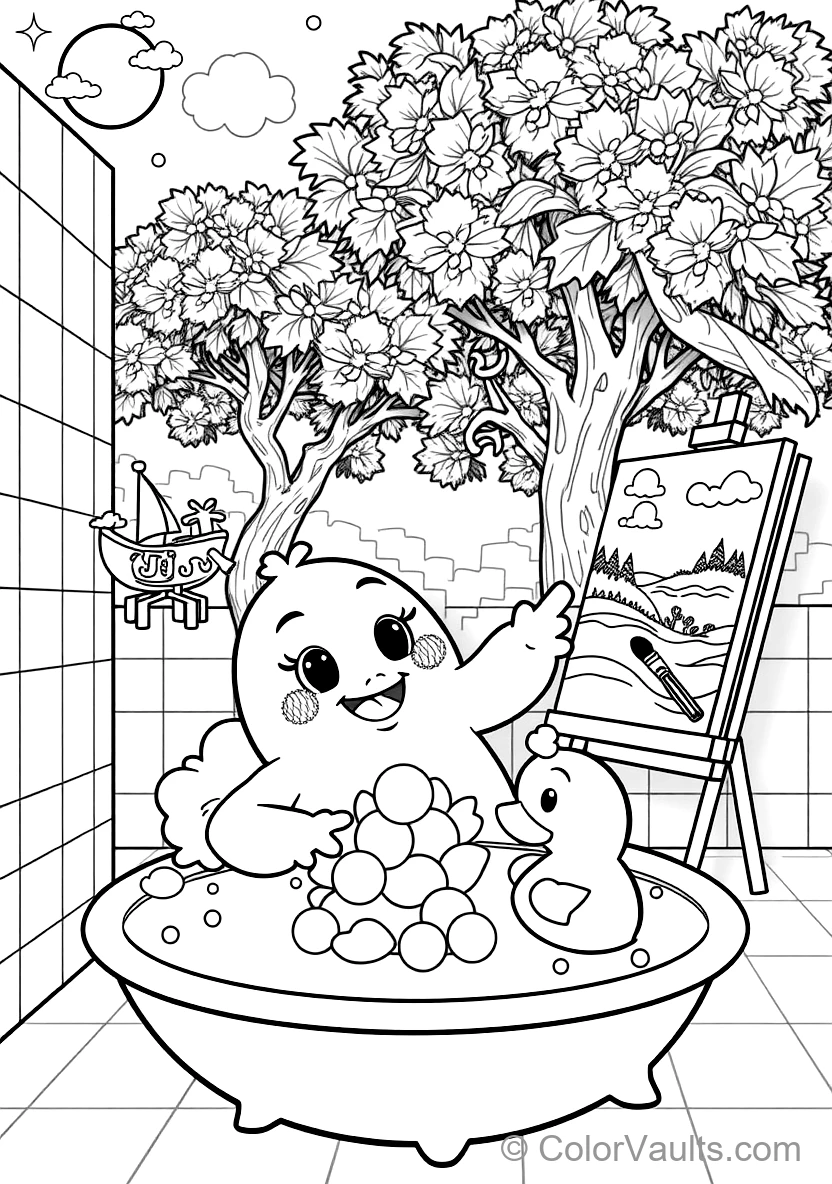 Jj Taking a Bubbly Bath mit Rubber Ducky und Toy Boat (Scene 11)