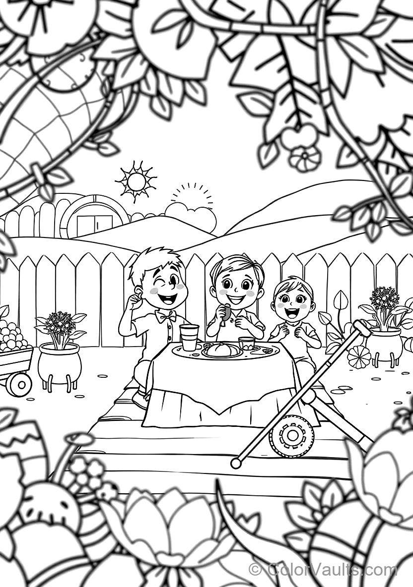 Jj und His Family Having a Fun Picnic im Backyard (Scene 11)