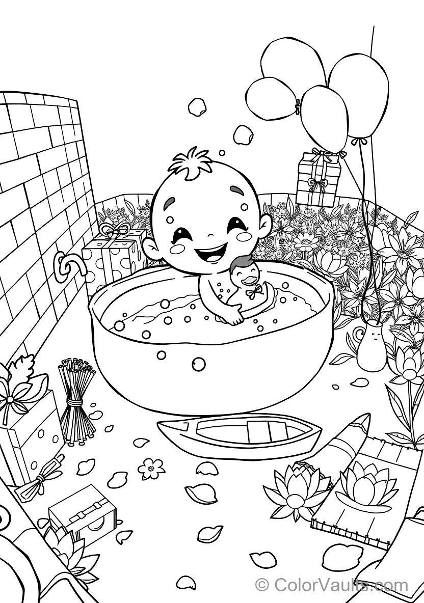 Jj Taking a Bubbly Bath mit Rubber Ducky und Toy Boat (Scene 15)