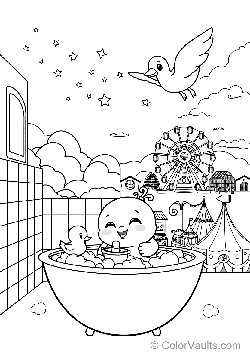 Jj Taking a Bubbly Bath mit Rubber Ducky und Toy Boat (Scene 16)
