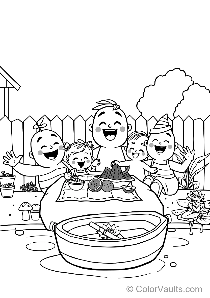 Jj und His Family Having a Fun Picnic im Backyard (Scene 13)