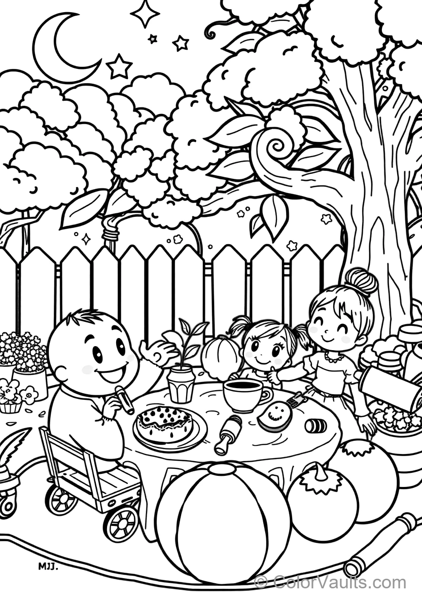 Jj und His Family Having a Fun Picnic im Backyard (Scene 15)