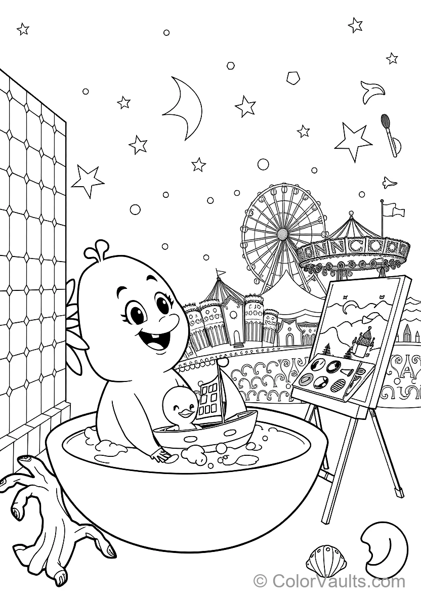 Jj Taking a Bubbly Bath mit Rubber Ducky und Toy Boat (Scene 20)