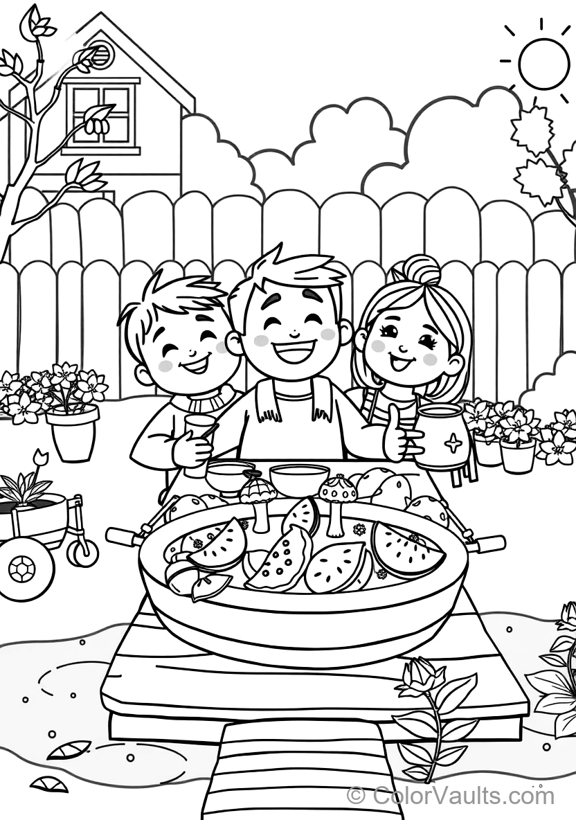 Jj und His Family Having a Fun Picnic im Backyard (Scene 25)