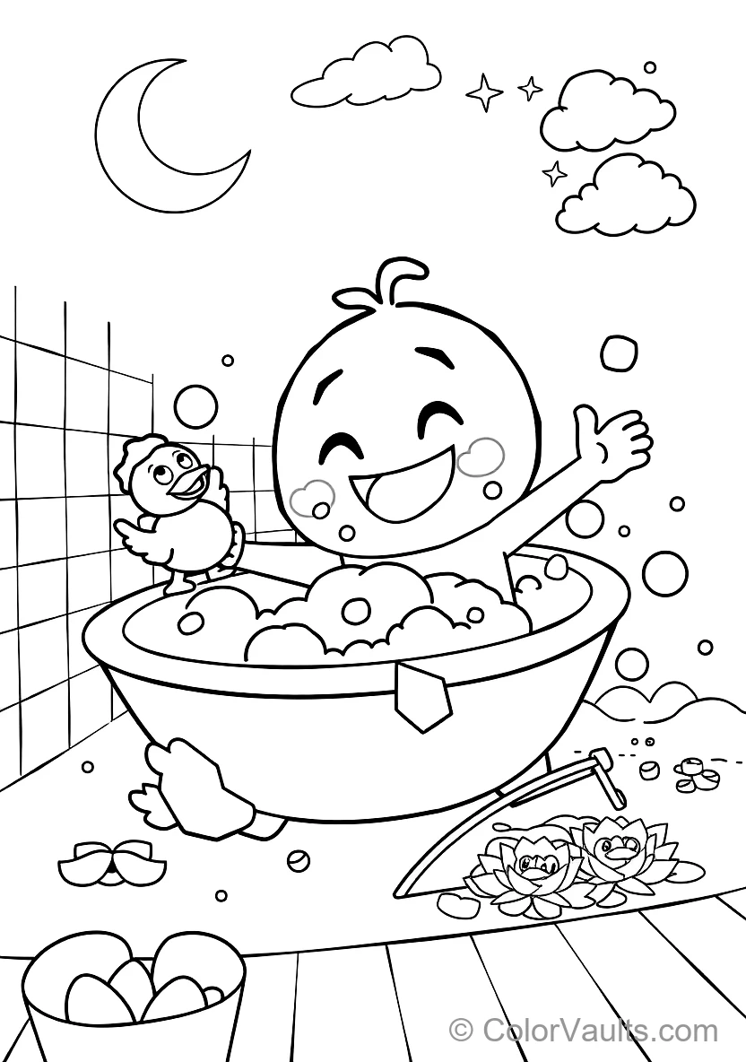Jj Taking a Bubbly Bath mit Rubber Ducky und Toy Boat (Scene 36)