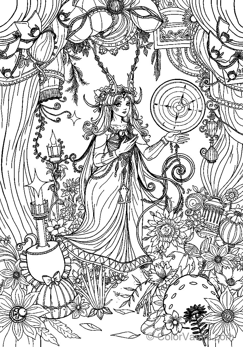 Mystical Woman Amongst Magischer Elements