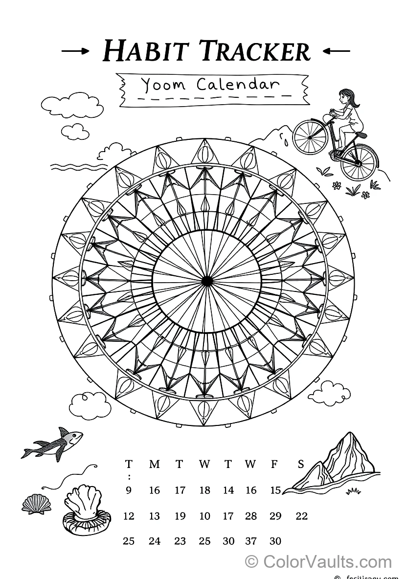 A Printable Coloring Kalender Page Featu (Scene 13)