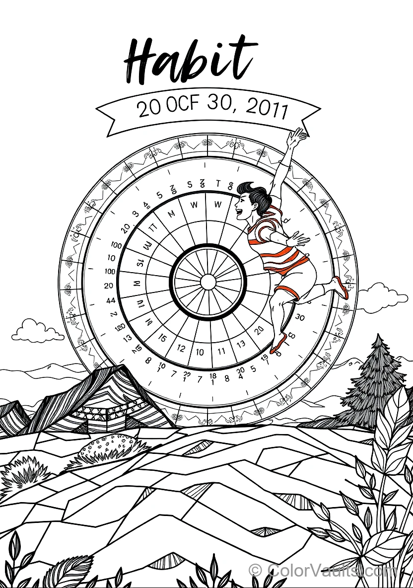 A Printable Coloring Calendrier Page Featu (Scene 14)