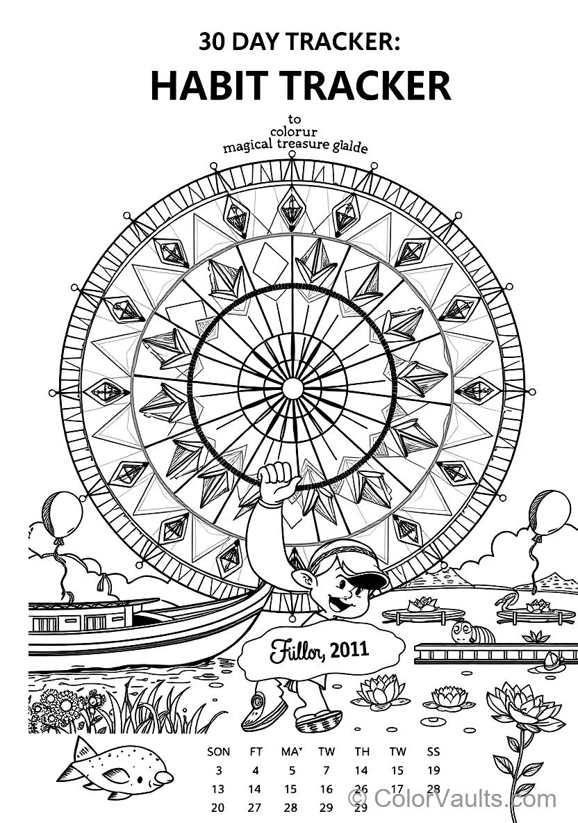 A Printable Coloring Kalender Page Featu (Scene 16)