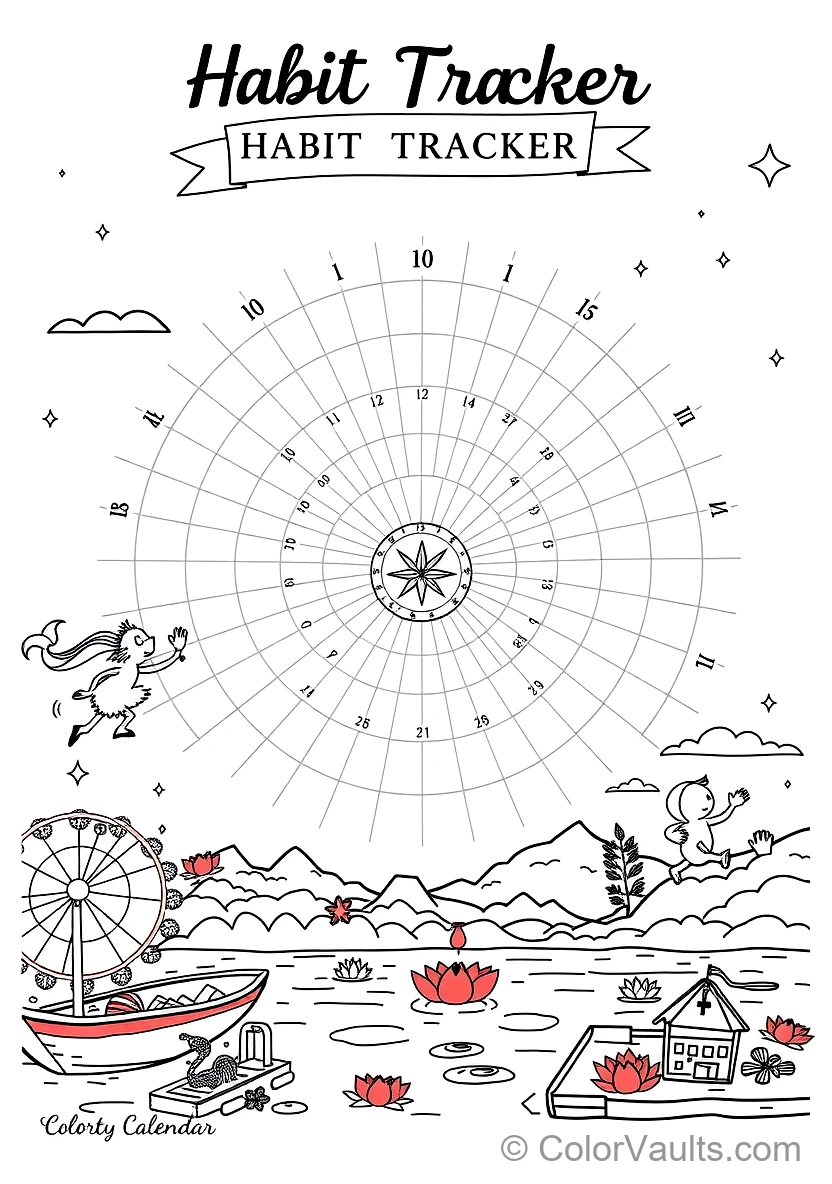 A Printable Coloring Calendrier Page Featu (Scene 17)