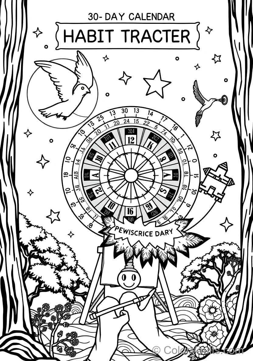A Printable Coloring Kalender Page Featu (Scene 22)