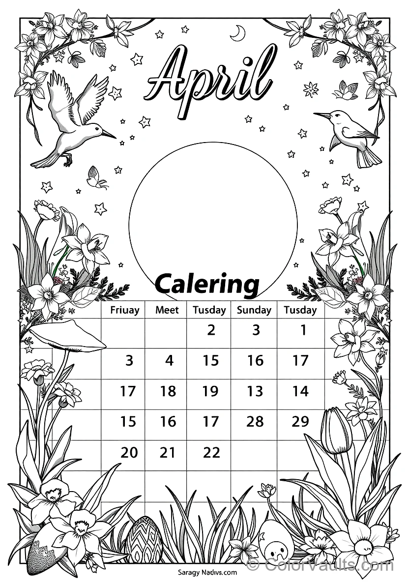 A Printable Coloring Kalender Page Featu (Scene 28)
