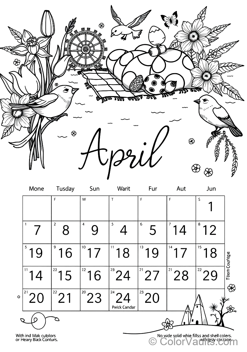 A Printable Coloring Kalender Page Featu (Scene 31)