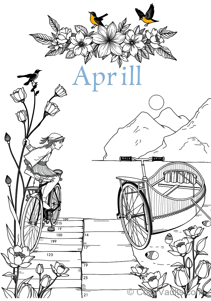 A Printable Coloring Calendrier Page Featu (Scene 32)