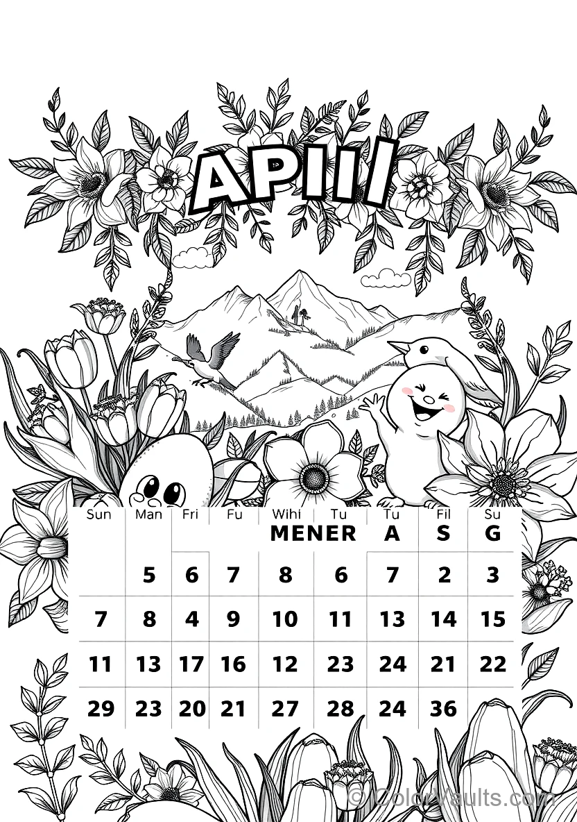 A Printable Coloring Kalender Page Featu (Scene 37)