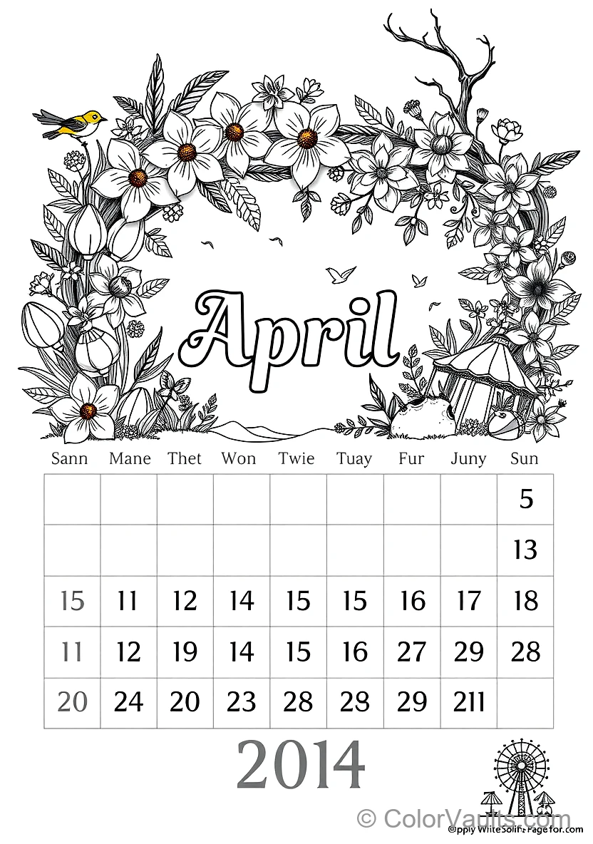 A Printable Coloring Kalender Page Featu (Scene 42)